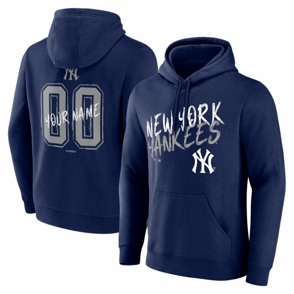 New York Yankees  Hustle Personalized Name & Number Hoodie - Navy - MLB Discount