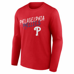 Philadelphia Phillies  Hustle Personalized Name & Number Long Sleeve T-Shirt - Red - MLB Lifestyle