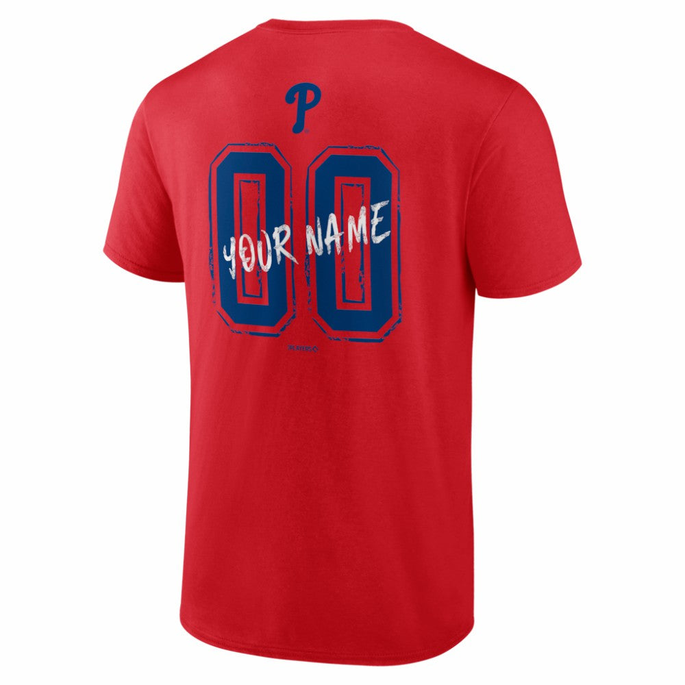 Philadelphia Phillies  Hustle Personalized Name & Number T-Shirt - Red - MLB on Sale