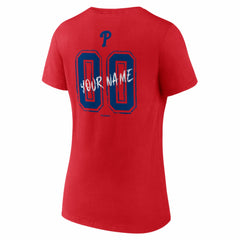 Philadelphia Phillies Women's Hustle Personalized Name & Number V-Neck T-Shirt - Red - MLB Online