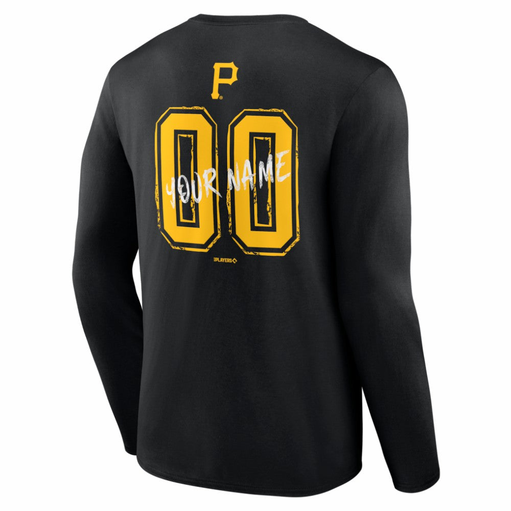 Pittsburgh Pirates  Hustle Personalized Name & Number Long Sleeve T-Shirt - Black - MLB Sale