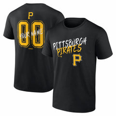 Pittsburgh Pirates  Hustle Personalized Name & Number T-Shirt - Black - MLB Discount