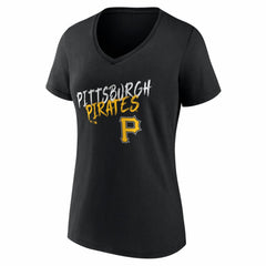 Pittsburgh Pirates Women's Hustle Personalized Name & Number V-Neck T-Shirt - Black - MLB Discount