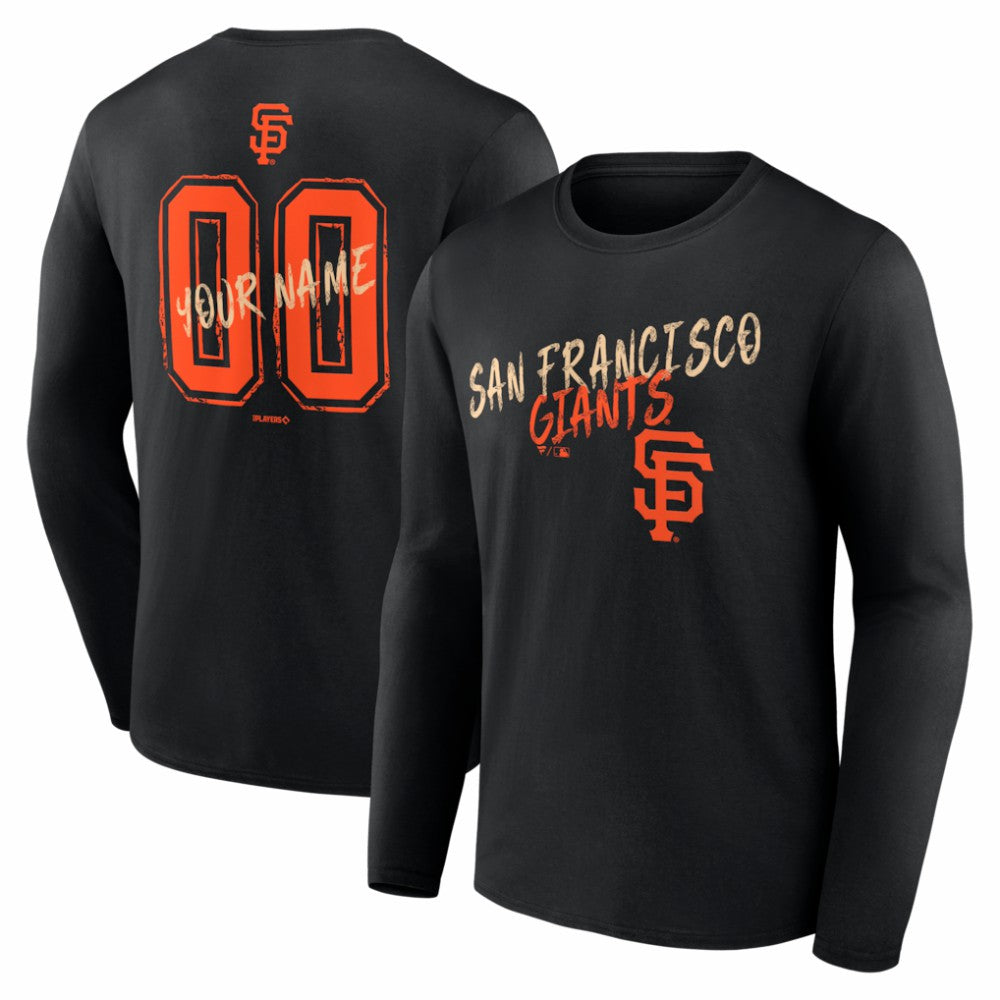 San Francisco Giants  Hustle Personalized Name & Number Long Sleeve T-Shirt - Black - MLB on Sale