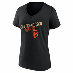 San Francisco Giants Women's Hustle Personalized Name & Number V-Neck T-Shirt - Black - MLB Discount