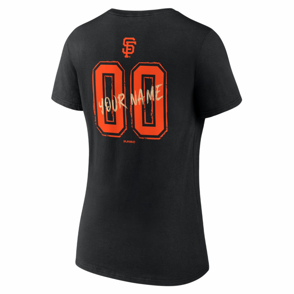 San Francisco Giants Women's Hustle Personalized Name & Number V-Neck T-Shirt - Black - MLB Discount