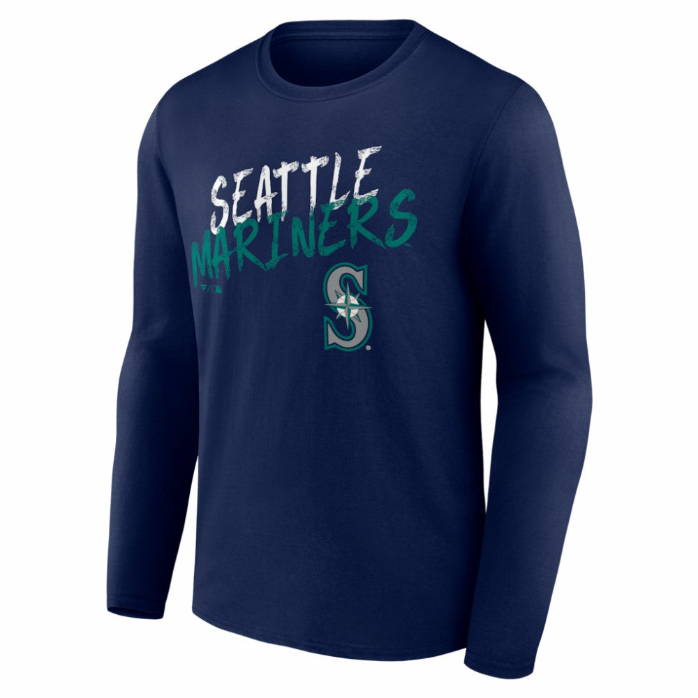 Seattle Mariners  Hustle Personalized Name & Number Long Sleeve T-Shirt - Navy - MLB Sale