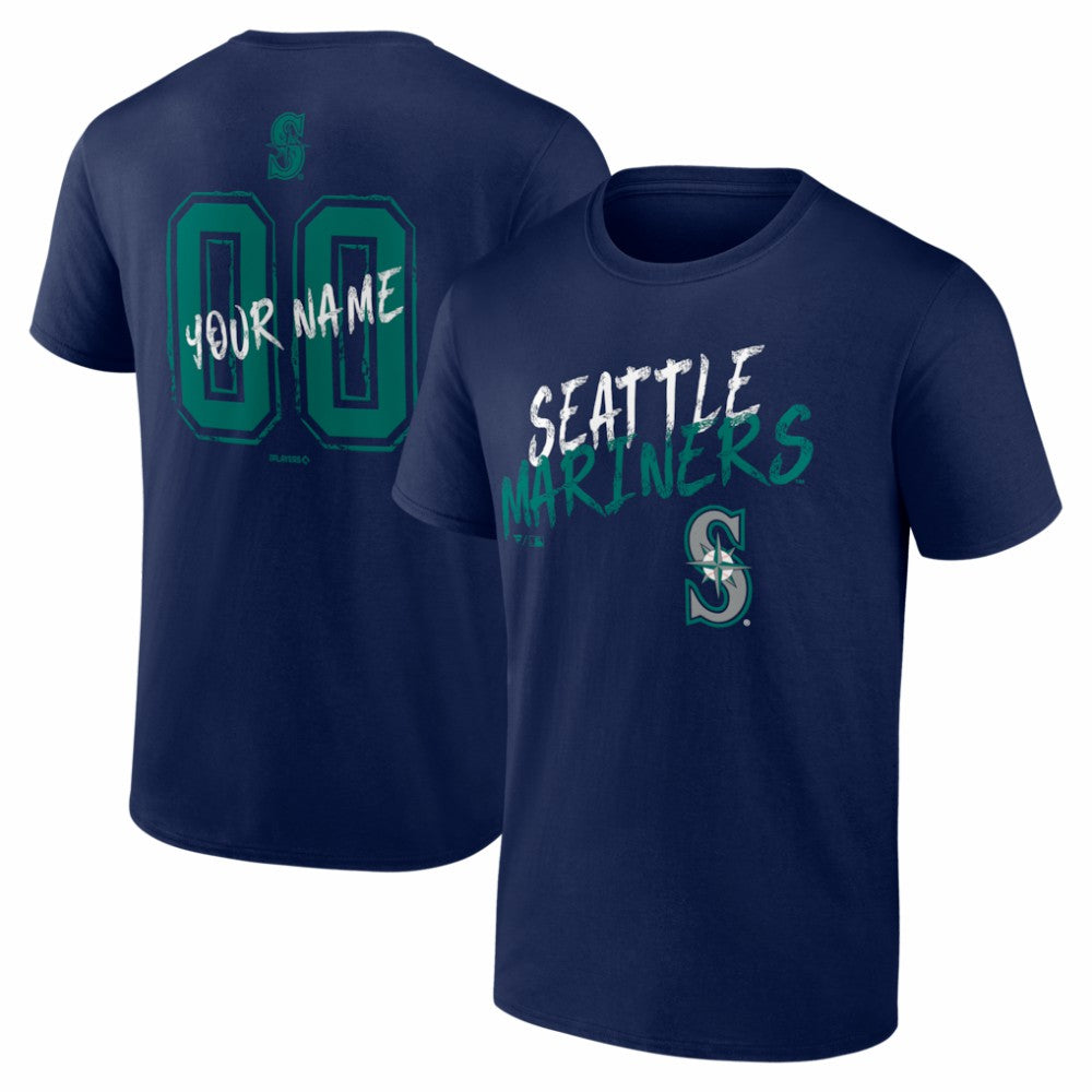 Seattle Mariners  Hustle Personalized Name & Number T-Shirt - Navy - MLB Discount