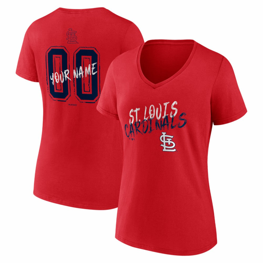 St. Louis Cardinals Women's Hustle Personalized Name & Number V-Neck T-Shirt - Red - MLB on Sale
