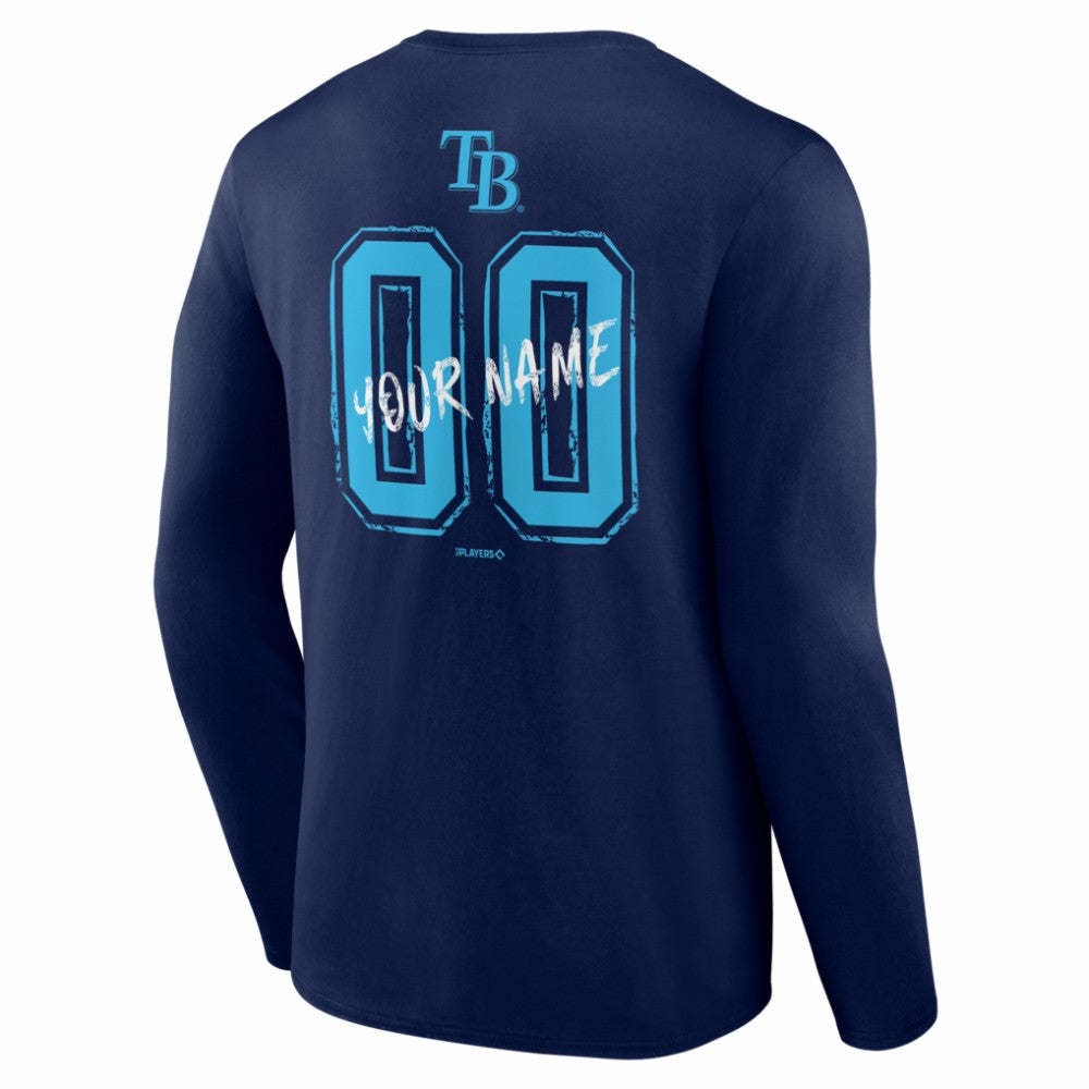 Tampa Bay Rays  Hustle Personalized Name & Number Long Sleeve T-Shirt - Navy - MLB Sale