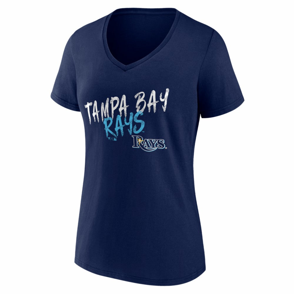 Tampa Bay Rays Women's Hustle Personalized Name & Number V-Neck T-Shirt - Navy - MLB on Sale