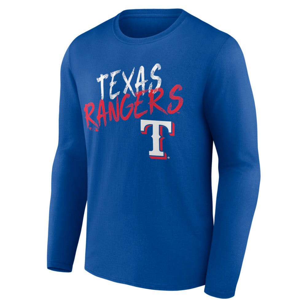 Texas Rangers  Hustle Personalized Name & Number Long Sleeve T-Shirt - Royal - MLB Lifestyle