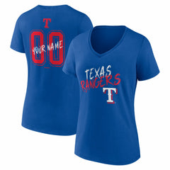Texas Rangers Women's Hustle Personalized Name & Number V-Neck T-Shirt - Royal - MLB Online