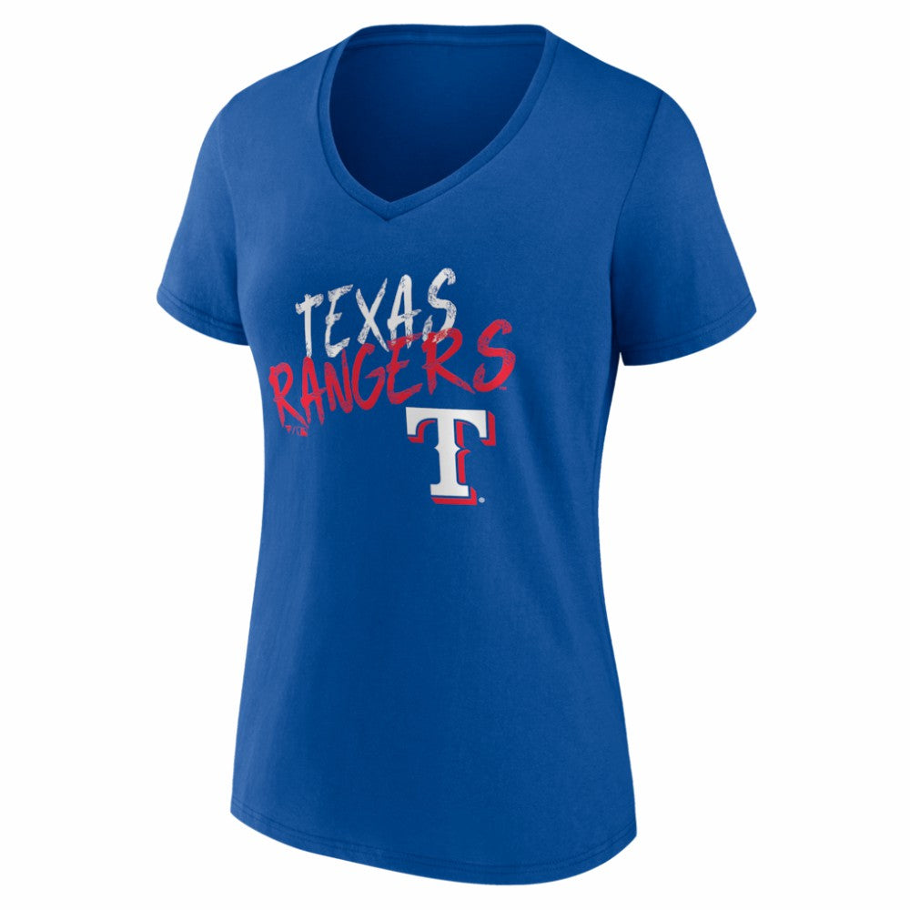 Texas Rangers Women's Hustle Personalized Name & Number V-Neck T-Shirt - Royal - MLB Online