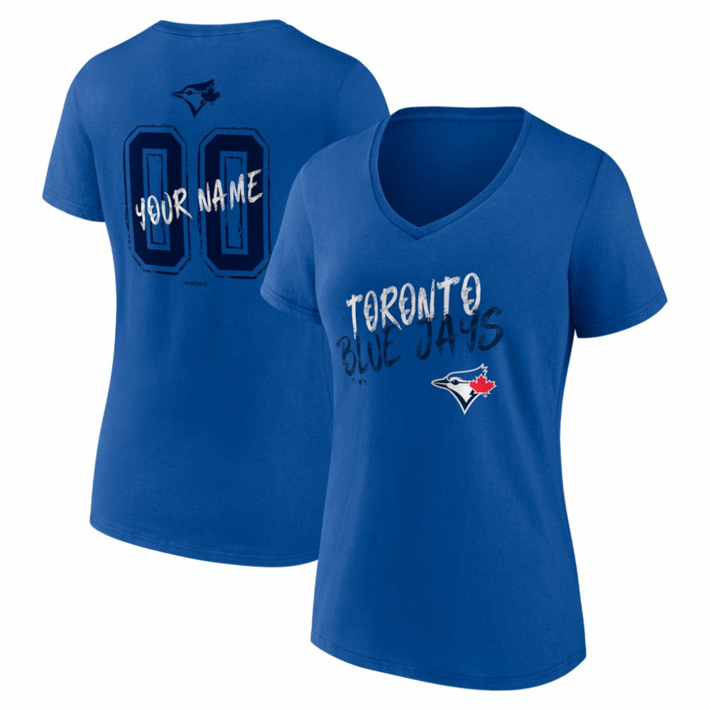 Toronto Blue Jays Women's Hustle Personalized Name & Number V-Neck T-Shirt - Royal - MLB Online