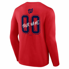 Washington Nationals  Hustle Personalized Name & Number Long Sleeve T-Shirt - Red - MLB Sale