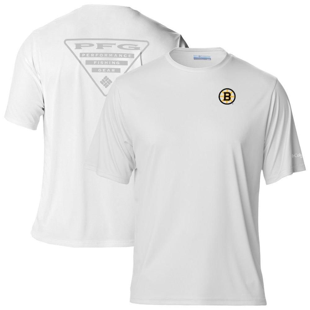 Boston Bruins Columbia PFG Terminal Tackle Omni-Shade T-Shirt - White - NHL 203863730