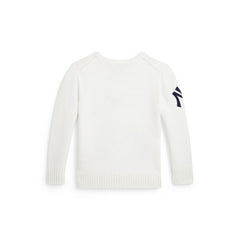 Yankees Polo Ralph Lauren Preschool Bear Sweater - White - MLB Sale