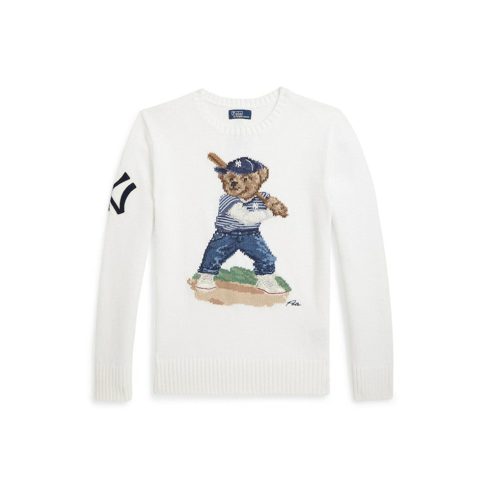 Yankees Polo Ralph Lauren Youth Sweater - White - MLB Lifestyle