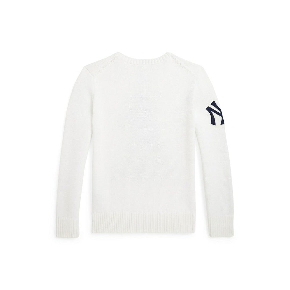 Yankees Polo Ralph Lauren Youth Sweater - White - MLB Lifestyle