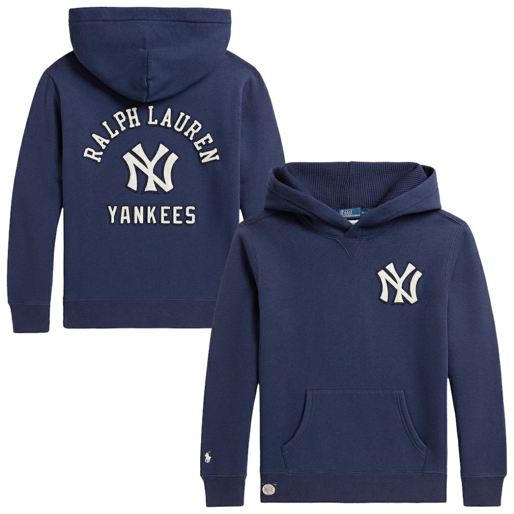 Yankees Polo Ralph Lauren Youth Fleece Hoodie - Navy - MLB Lifestyle