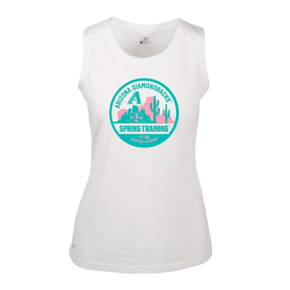 Arizona Diamondbacks Levelwear Women's Macy Spring Training Badge Bold Tank Top - White - MLB Lifestyle