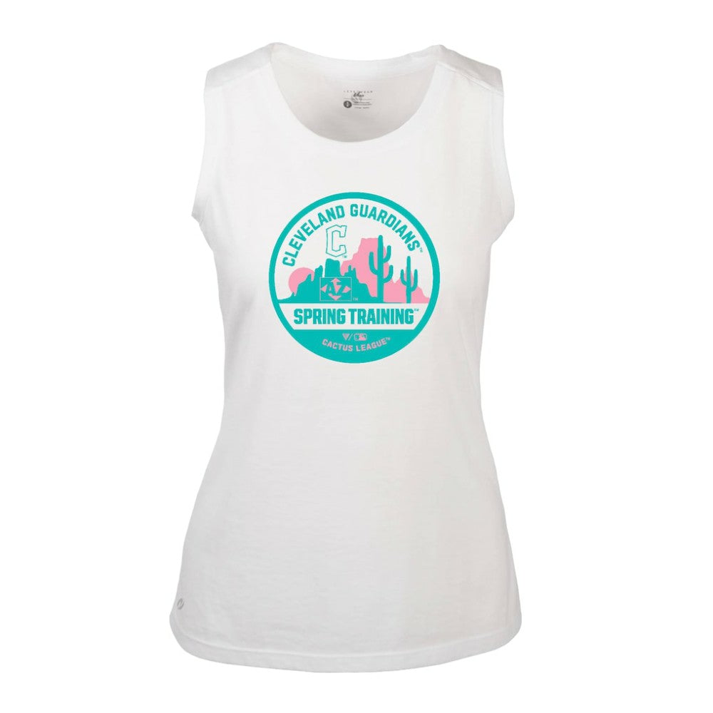 Cleveland Guardians Levelwear Women's Macy Spring Training Badge Bold Tank Top - White - MLB Sale