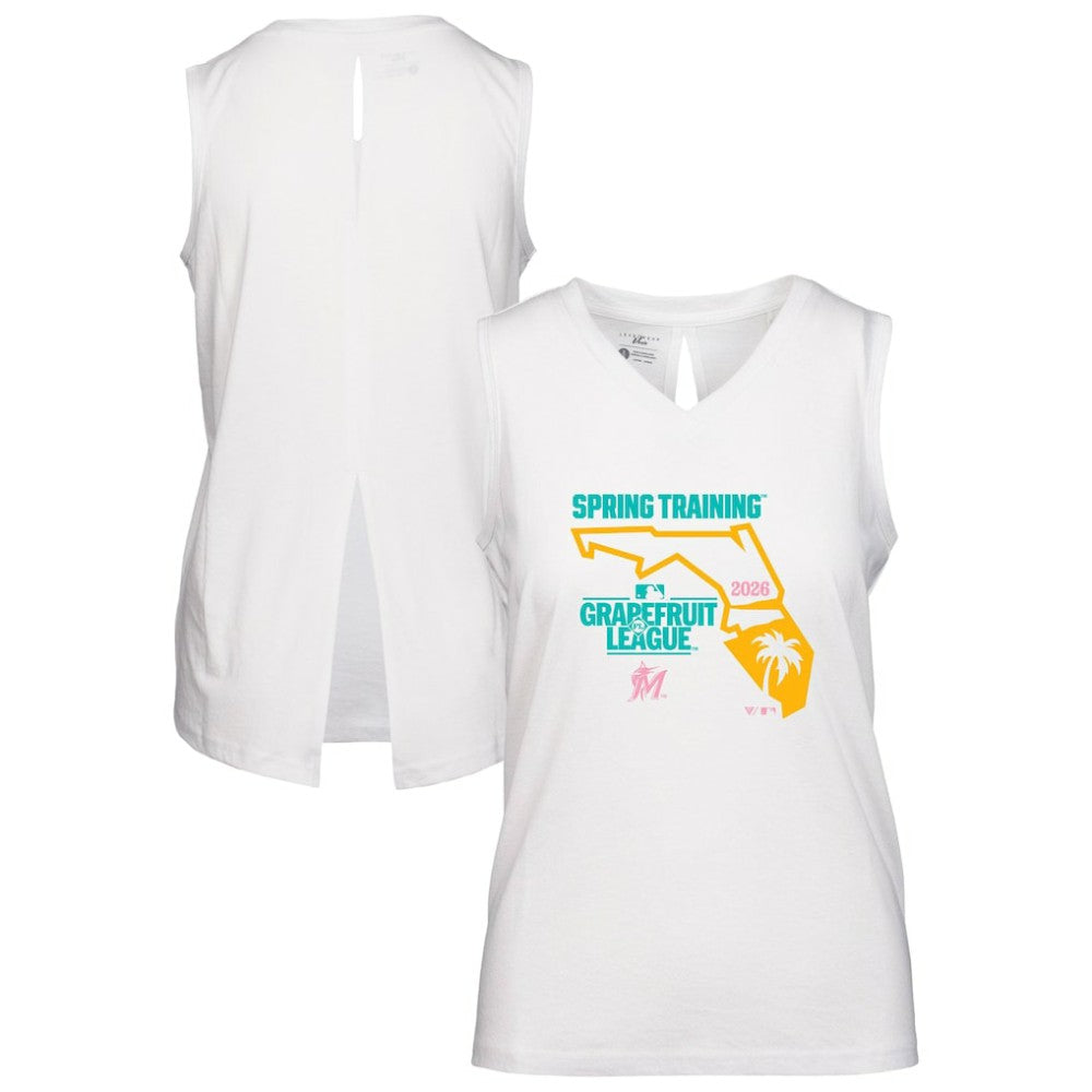 Miami Marlins Levelwear Women's 2026 Spring Training Paisley Ball Bold Tank - White - MLB Online