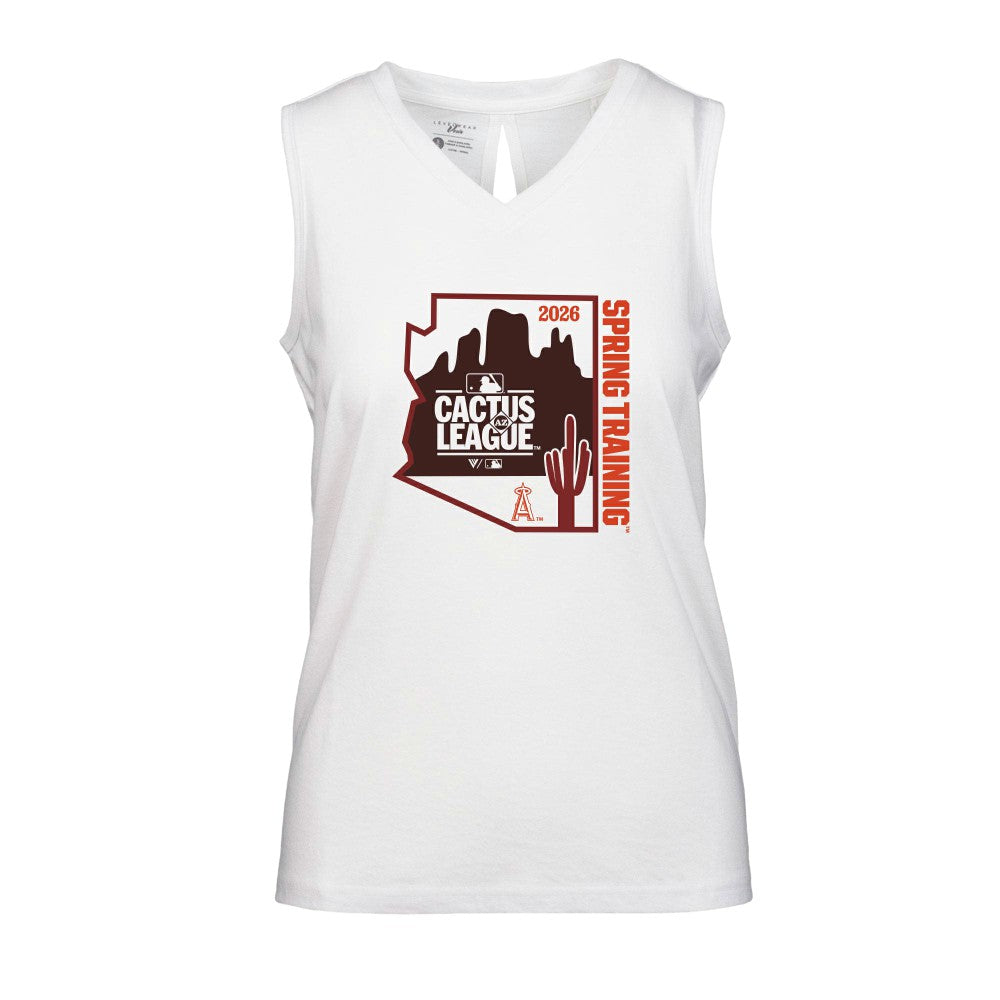 Los Angeles Angels Levelwear Women's 2026 Spring Training Paisley Ball Bold Tank - White - MLB Lifestyle