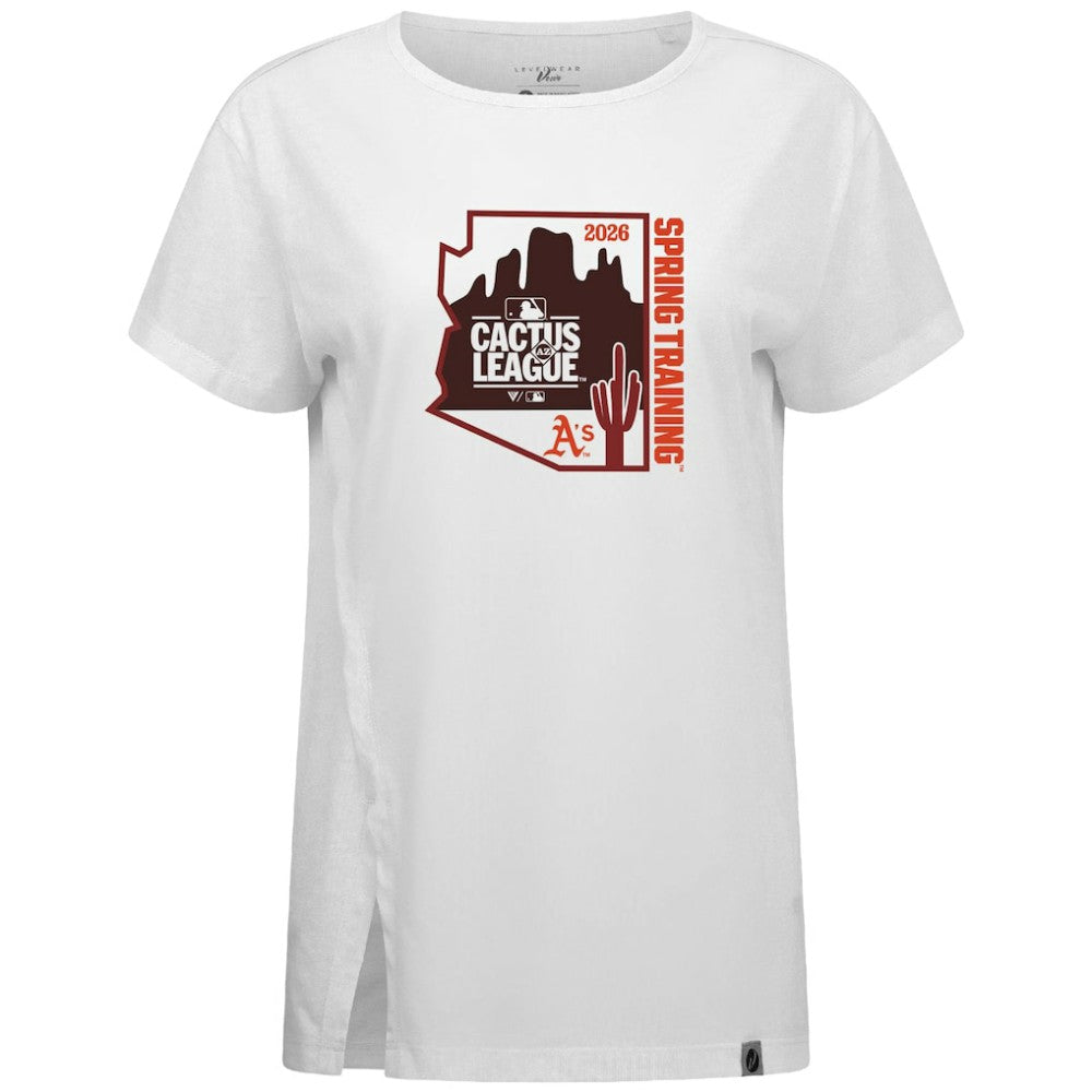 Athletics Levelwear Women's 2026 Spring Training Influx Ball Bold T-Shirt - White - MLB Lifestyle