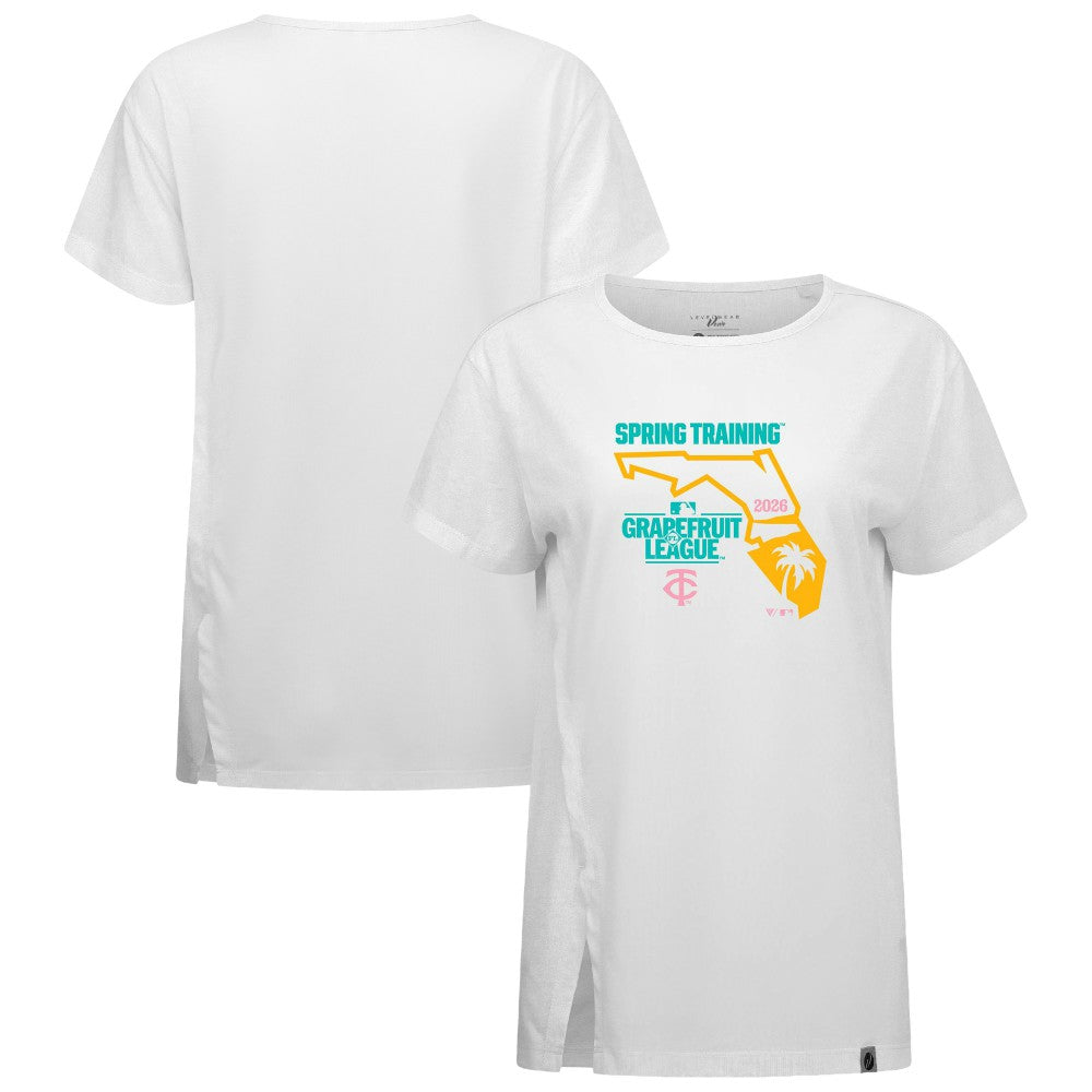 Minnesota Twins Levelwear Women's 2026 Spring Training Influx Ball Bold T-Shirt - White - MLB Online