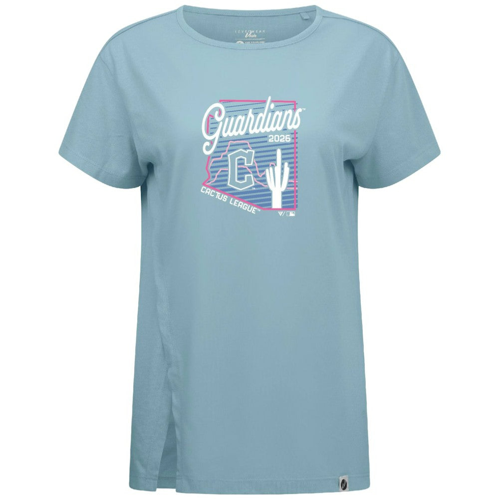 Cleveland Guardians Levelwear Women's Influx Spring Training Sunrise Bold T-Shirt - Blue - MLB Discount