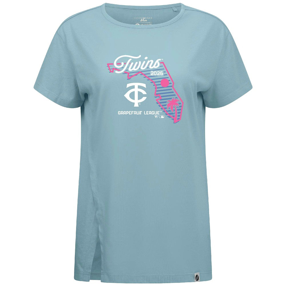 Minnesota Twins Levelwear Women's Influx Spring Training Sunrise Bold T-Shirt - Blue - MLB Sale