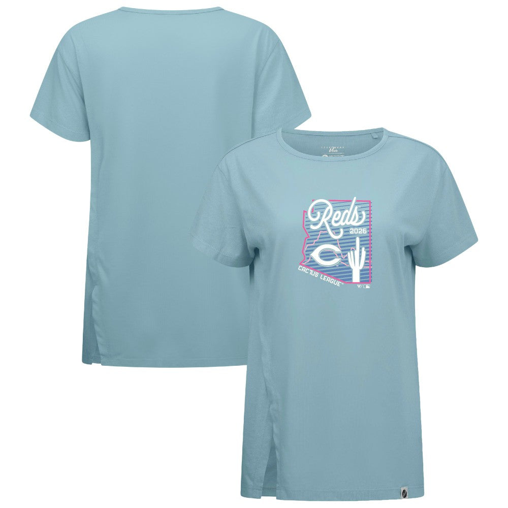 Cincinnati Reds Levelwear Women's Influx Spring Training Sunrise Bold T-Shirt - Blue - MLB on Sale
