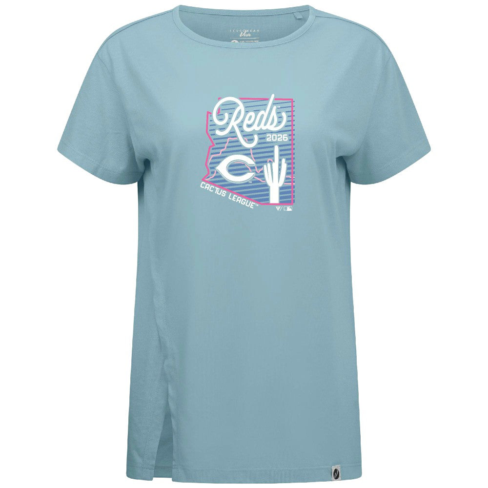 Cincinnati Reds Levelwear Women's Influx Spring Training Sunrise Bold T-Shirt - Blue - MLB on Sale