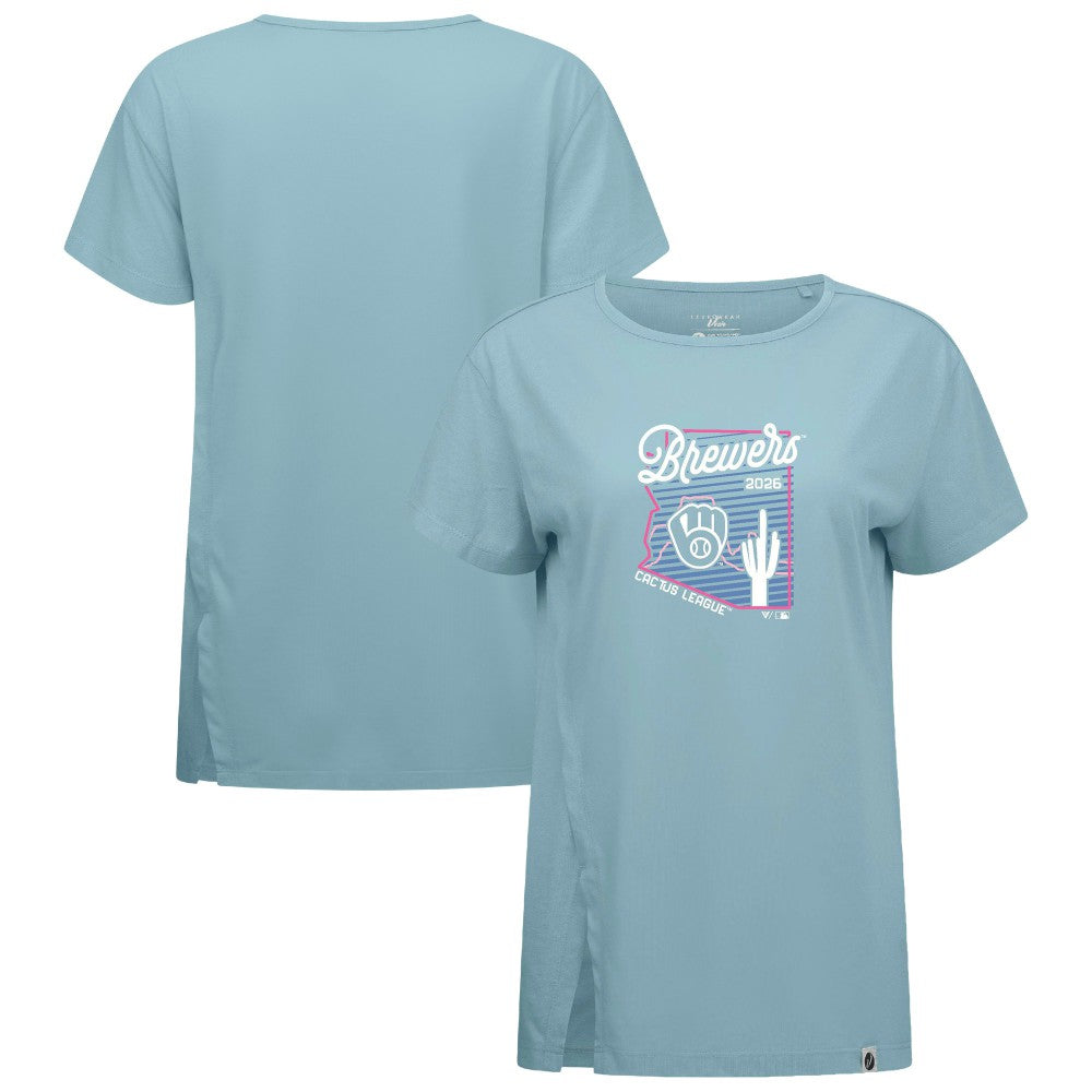 Milwaukee Brewers Levelwear Women's Influx Spring Training Sunrise Bold T-Shirt - Blue - MLB Sale