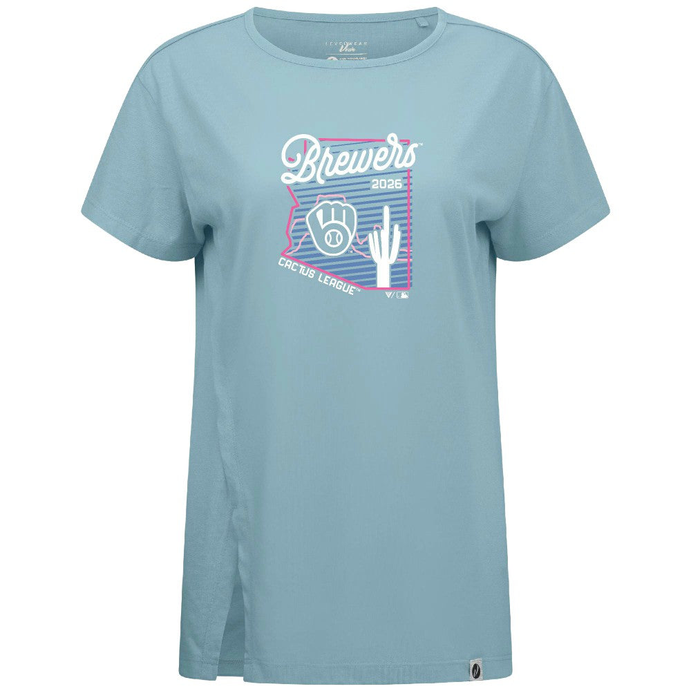 Milwaukee Brewers Levelwear Women's Influx Spring Training Sunrise Bold T-Shirt - Blue - MLB Sale