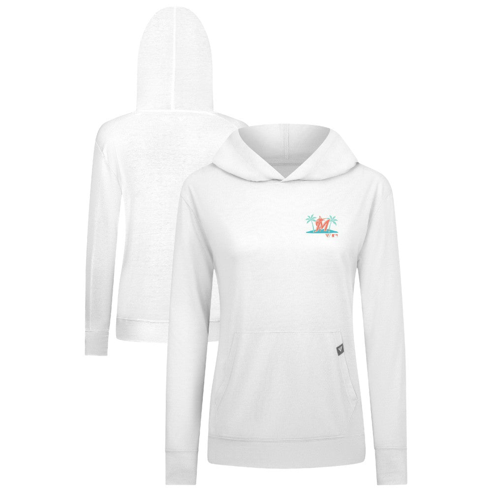 Miami Marlins Levelwear Women's Relay Spring Break Panoramic Bold Hoodie - White - MLB Sale