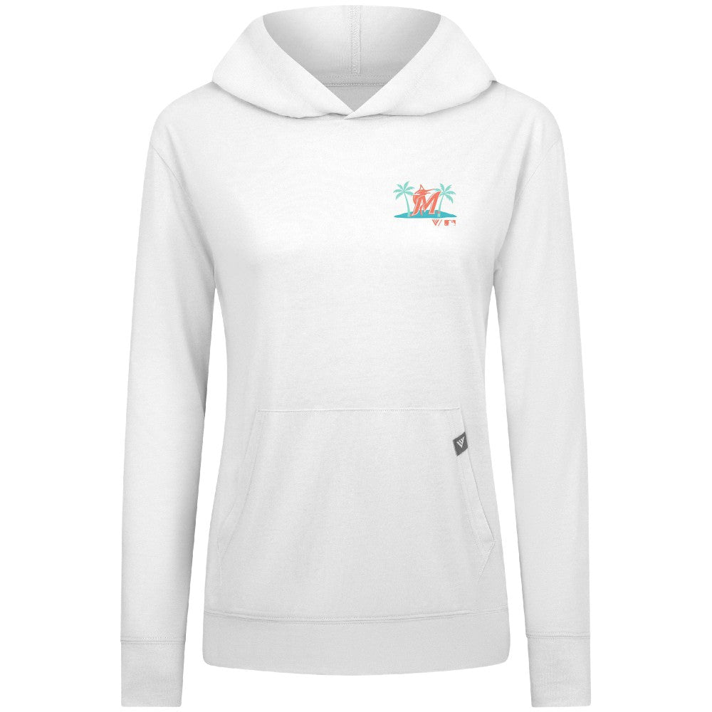 Miami Marlins Levelwear Women's Relay Spring Break Panoramic Bold Hoodie - White - MLB Sale