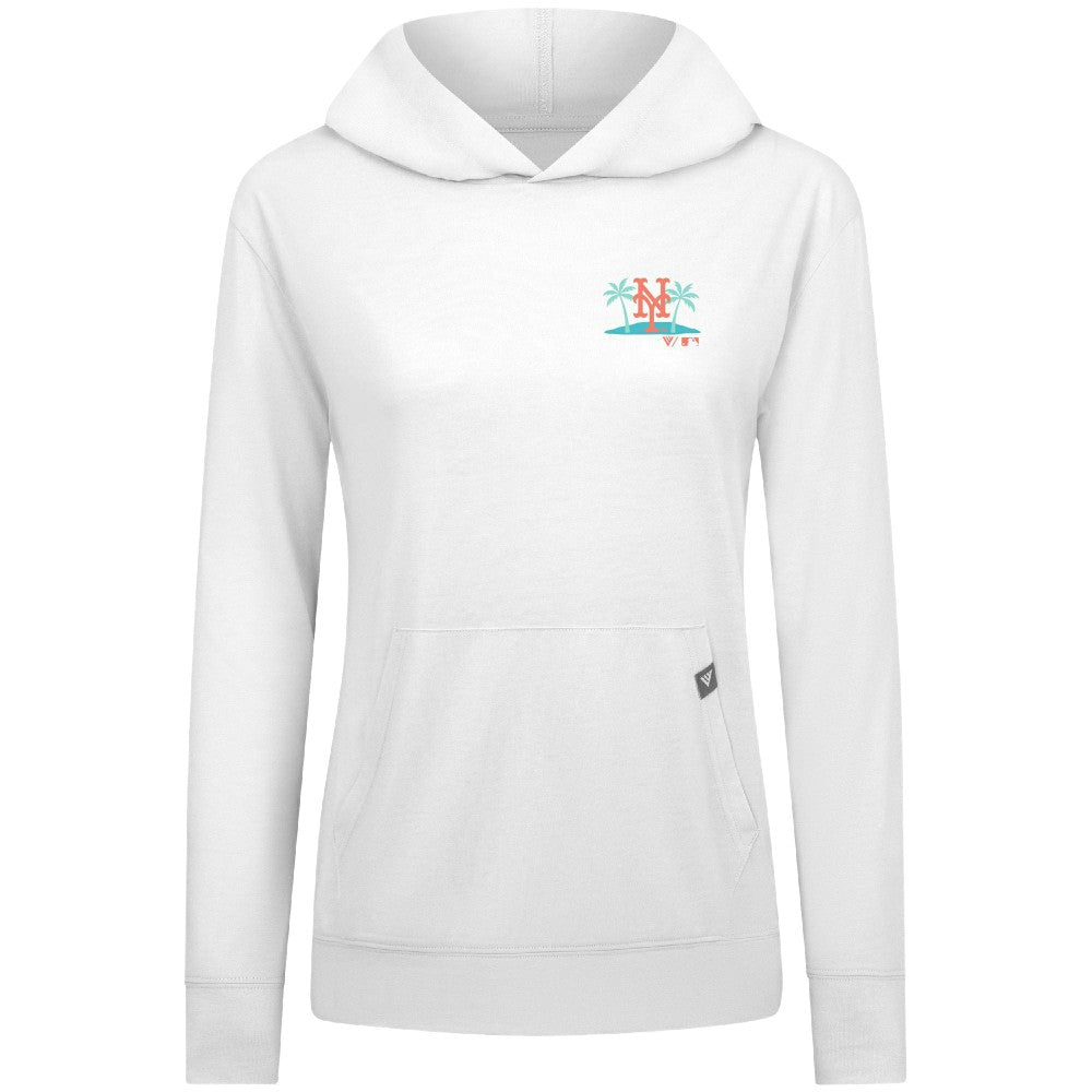 New York Mets Levelwear Women's Relay Spring Break Panoramic Bold Hoodie - White - MLB Online