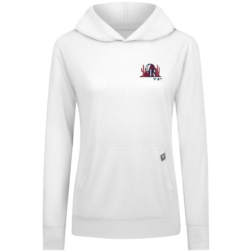 Colorado Rockies Levelwear Women's Relay Spring Break Panoramic Bold Hoodie - White - MLB Lifestyle