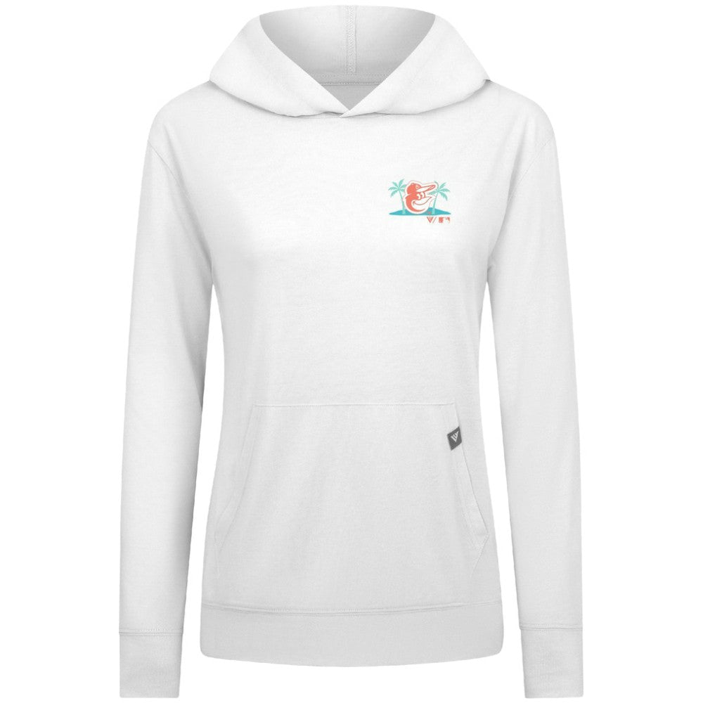 Baltimore Orioles Levelwear Women's Relay Spring Break Panoramic Bold Hoodie - White - MLB Lifestyle