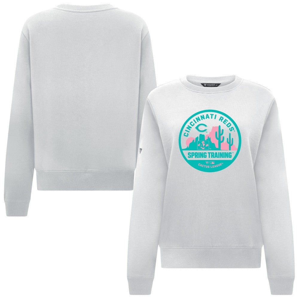 Cincinnati Reds Levelwear Women's Yvette Spring Training Badge Bold Sweatshirt - White - MLB Online