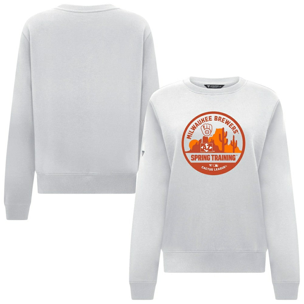 Milwaukee Brewers Levelwear Women's Yvette Spring Training Badge Bold Sweatshirt - White - MLB Lifestyle