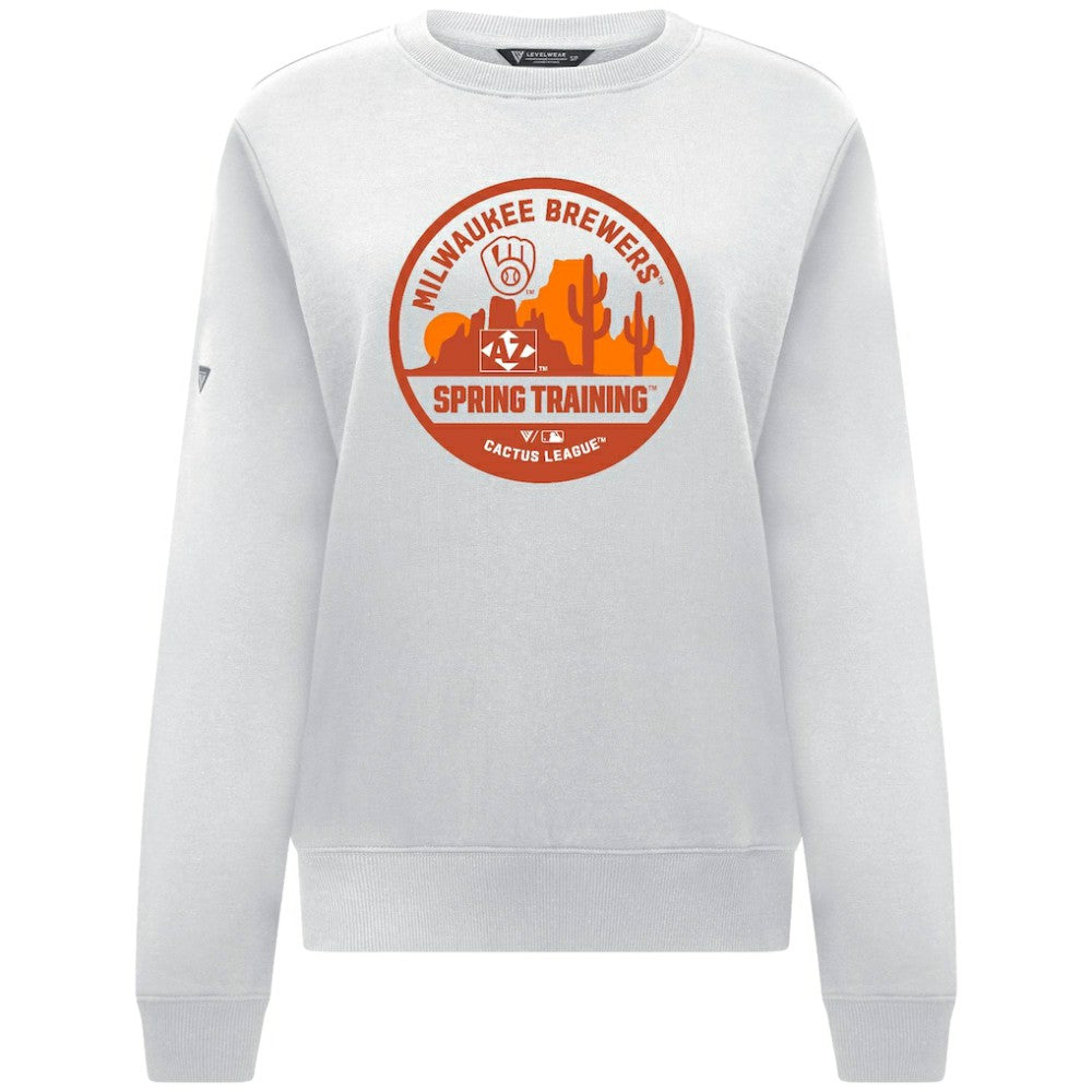 Milwaukee Brewers Levelwear Women's Yvette Spring Training Badge Bold Sweatshirt - White - MLB Lifestyle