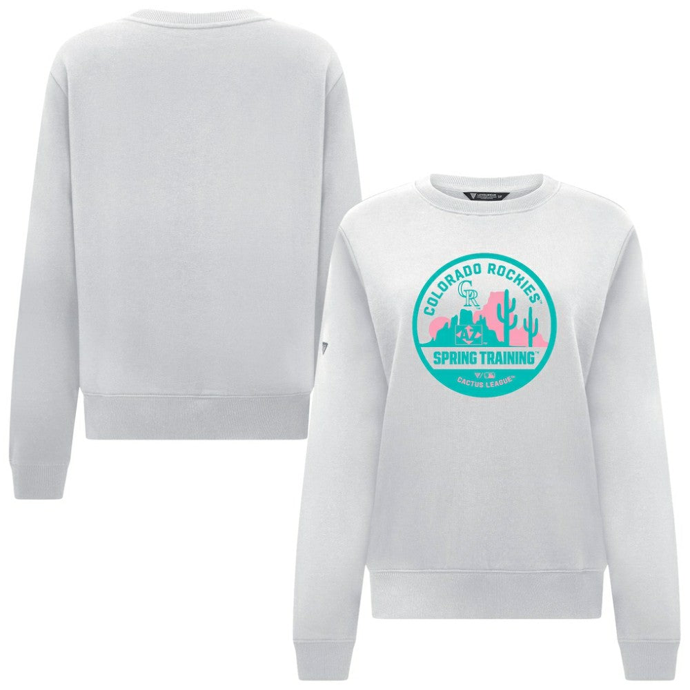 Colorado Rockies Levelwear Women's Yvette Spring Training Badge Bold Sweatshirt - White - MLB Discount