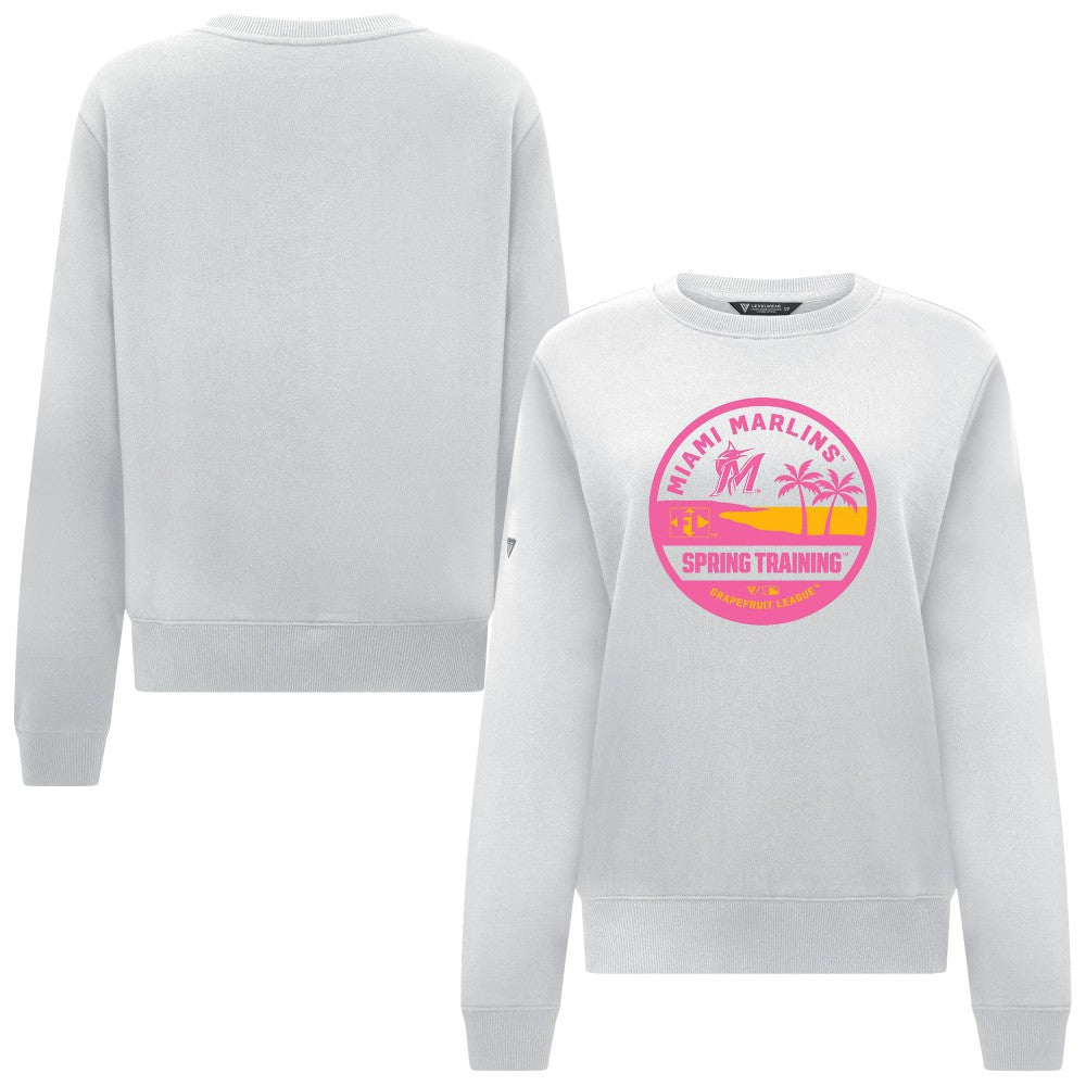 Miami Marlins Levelwear Women's Yvette Spring Training Badge Bold Sweatshirt - White - MLB Online