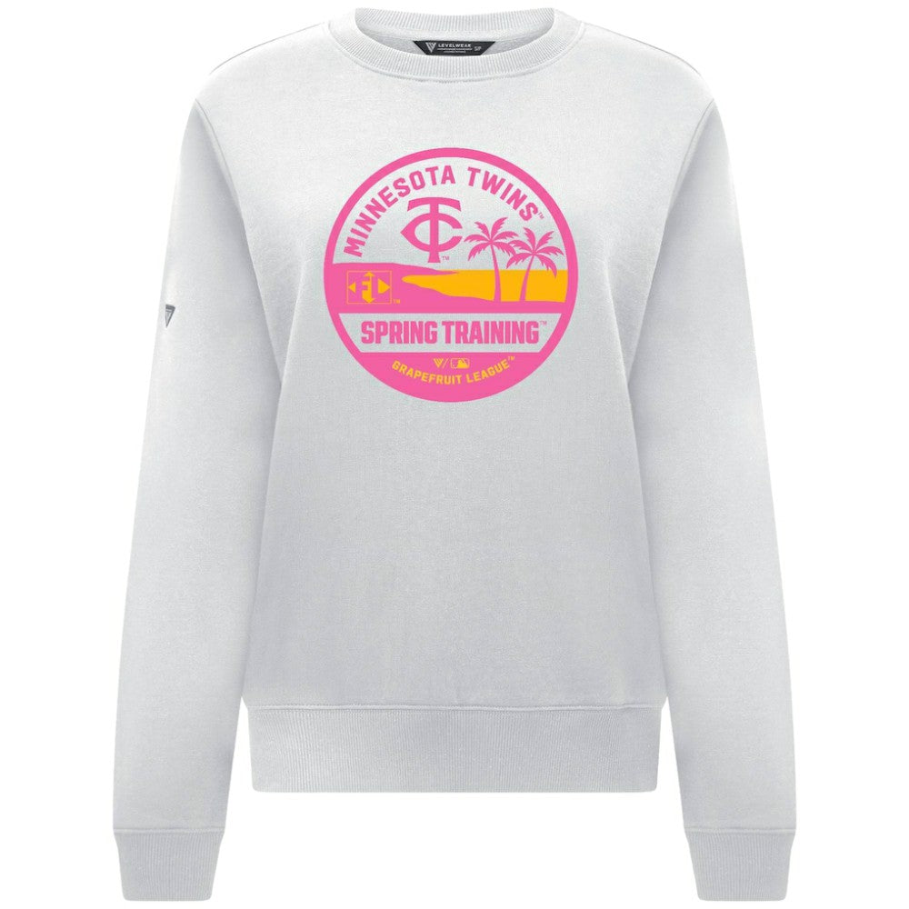 Minnesota Twins Levelwear Women's Yvette Spring Training Badge Bold Sweatshirt - White - MLB Lifestyle