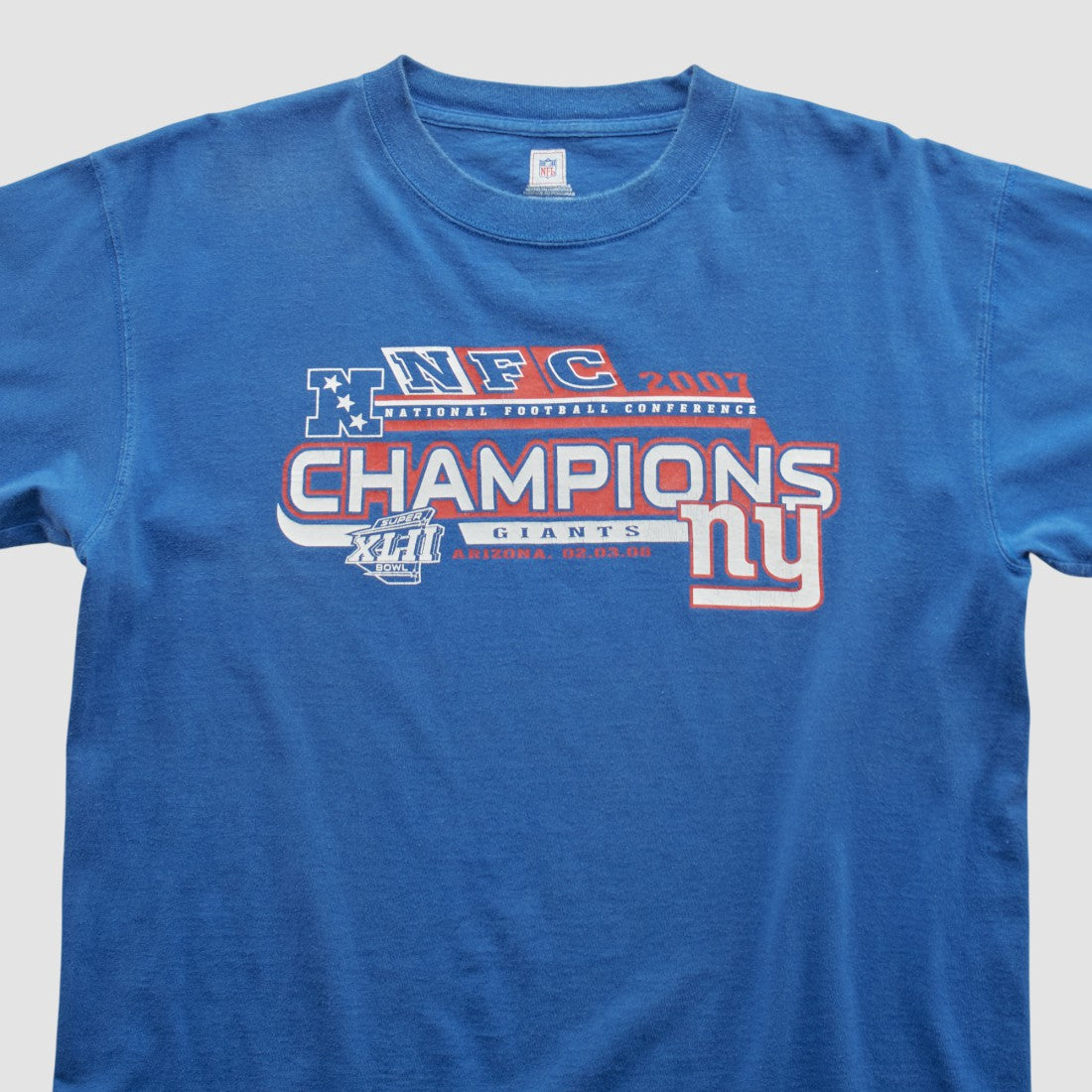 Fanatics Super Bowl XLII NFL 2007 T-shirt Blue Vintage