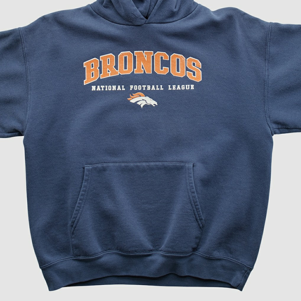 Fanatics Denver Broncos 2000s Hooded Pullover Sweatshirt Navy Vintage